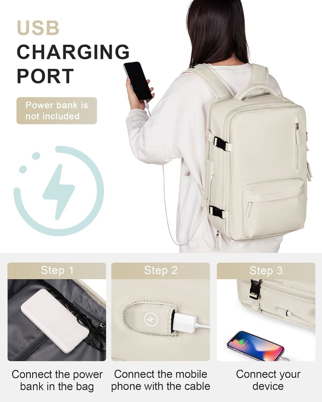 Beige Large Airline Approved Carry On Waterproof Business Work Custom Travel Bag for Women Men
