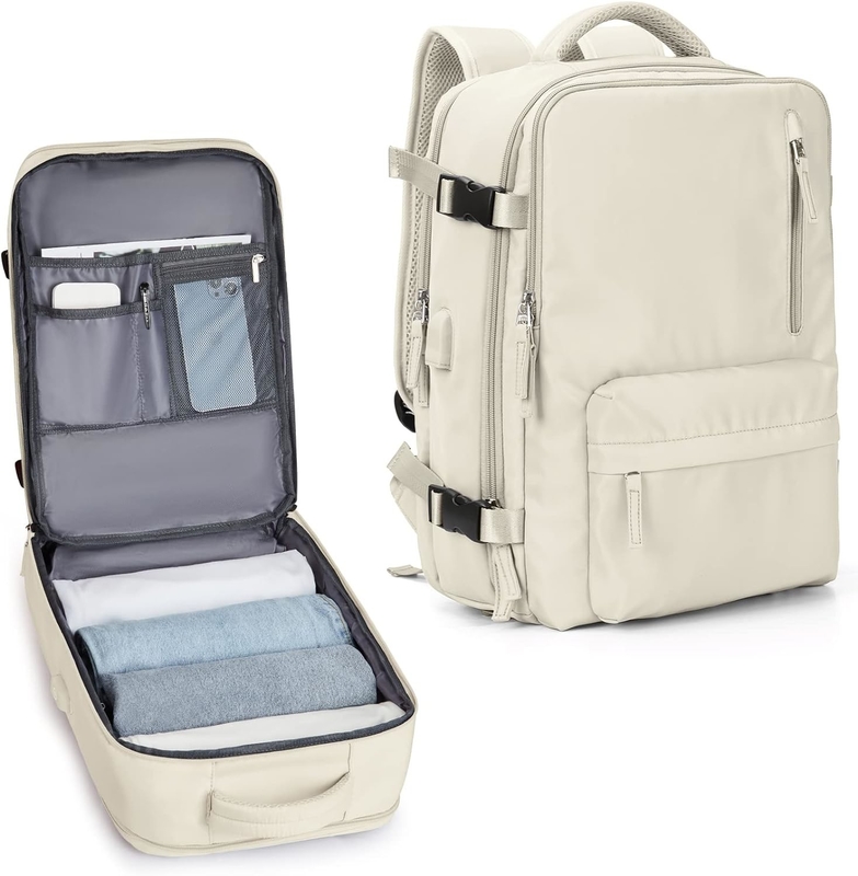 Beige Large Airline Approved Carry On Waterproof Business Work Custom Travel Bag for Women Men