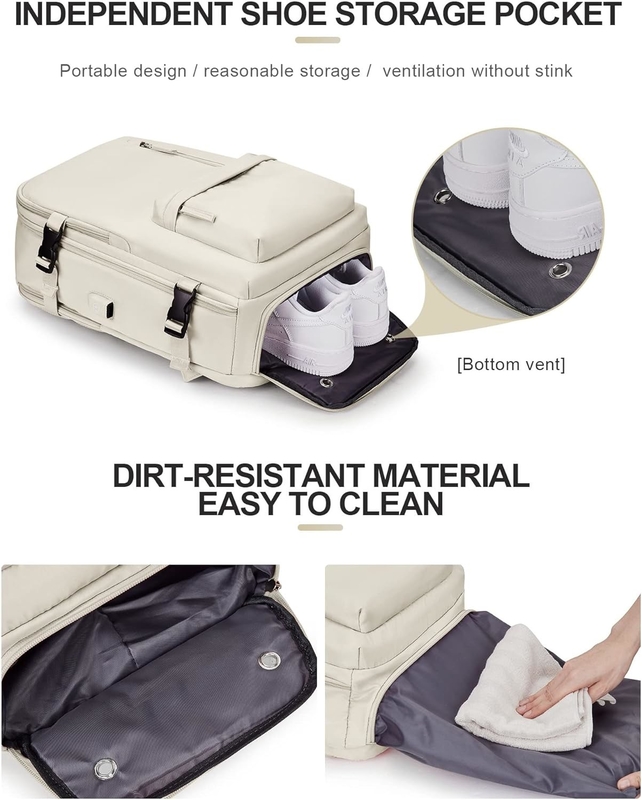 Beige Large Airline Approved Carry On Waterproof Business Work Custom Travel Bag for Women Men