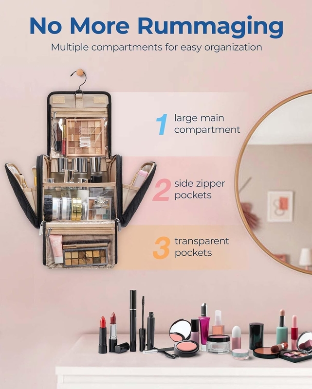 Portable Cosmetic Large Capacity Door Room Essentials Custom Travel Bag With Hanging Hook