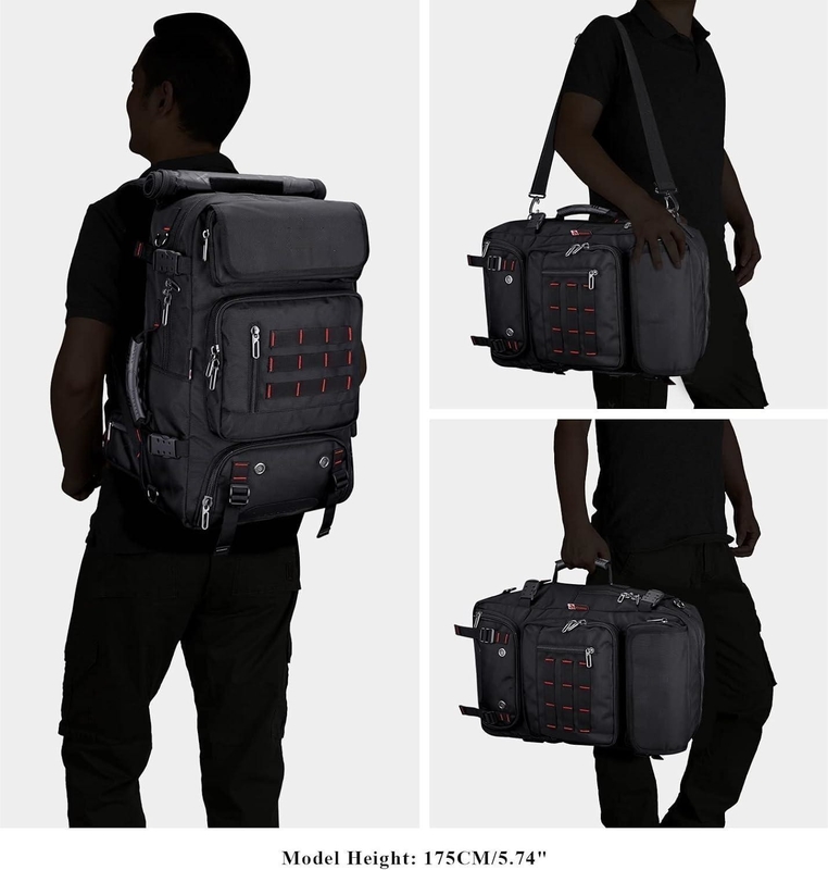 Black Large Capacity Airline Approved Convertible Nylon Carry on Custom Travel Bag for Men