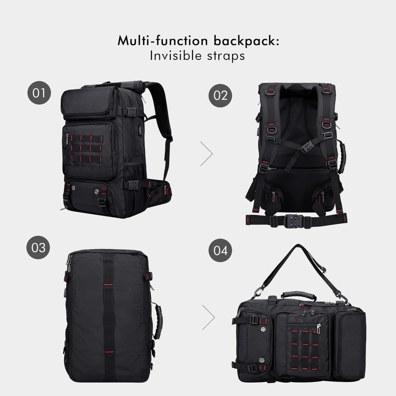 Black Large Capacity Airline Approved Convertible Nylon Carry on Custom Travel Bag for Men