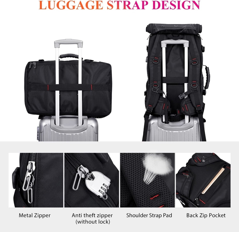 Black Large Capacity Airline Approved Convertible Nylon Carry on Custom Travel Bag for Men
