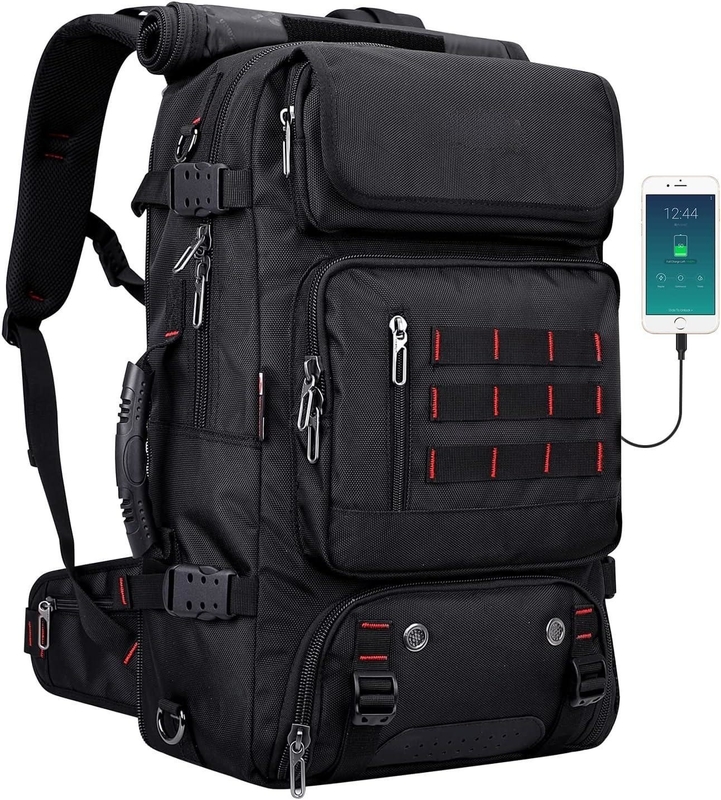 Black Large Capacity Airline Approved Convertible Nylon Carry on Custom Travel Bag for Men
