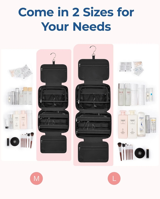 Black Large Carry-on Travel Accessories Essentials Puffy Makeup Cosmetic Custom Travel Bag  With Jewelry Organizer