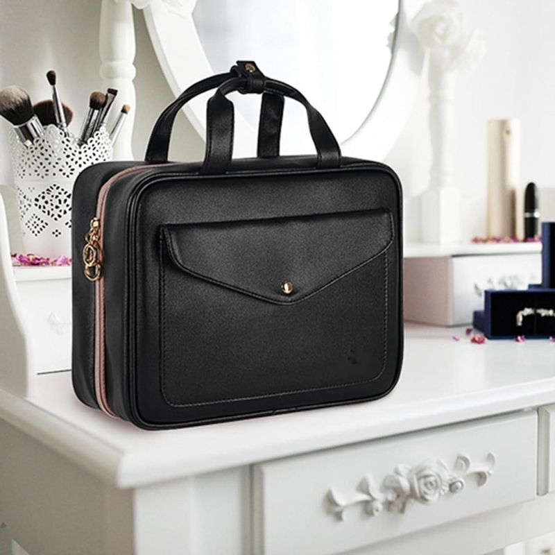 Large Hanging Waterproof Bathroom Cosmetic Toiletries Full Sized Container Custom Travel Bag with Elastic Band Holders