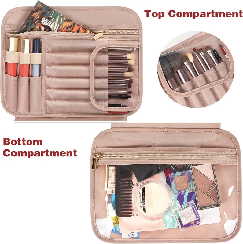Large Hanging Waterproof Bathroom Cosmetic Toiletries Full Sized Container Custom Travel Bag with Elastic Band Holders