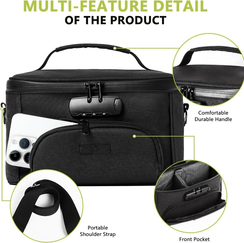 Waterproof Large Carbon Lining Portable Custom Travel Smell Proof Bag with Combination Lock