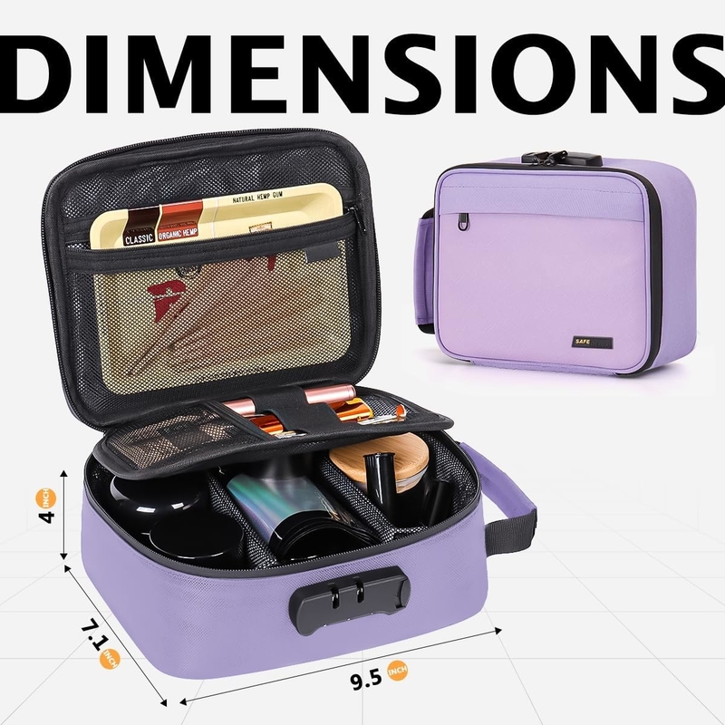 Portable Carbon Lined Custom Travel Bag With Activated Charcoal Lock Removable Dividers Waterproof Zipper