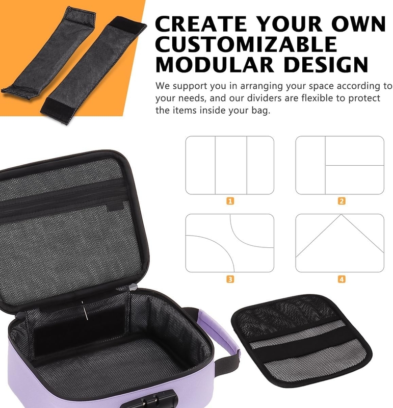 Portable Carbon Lined Custom Travel Bag With Activated Charcoal Lock Removable Dividers Waterproof Zipper
