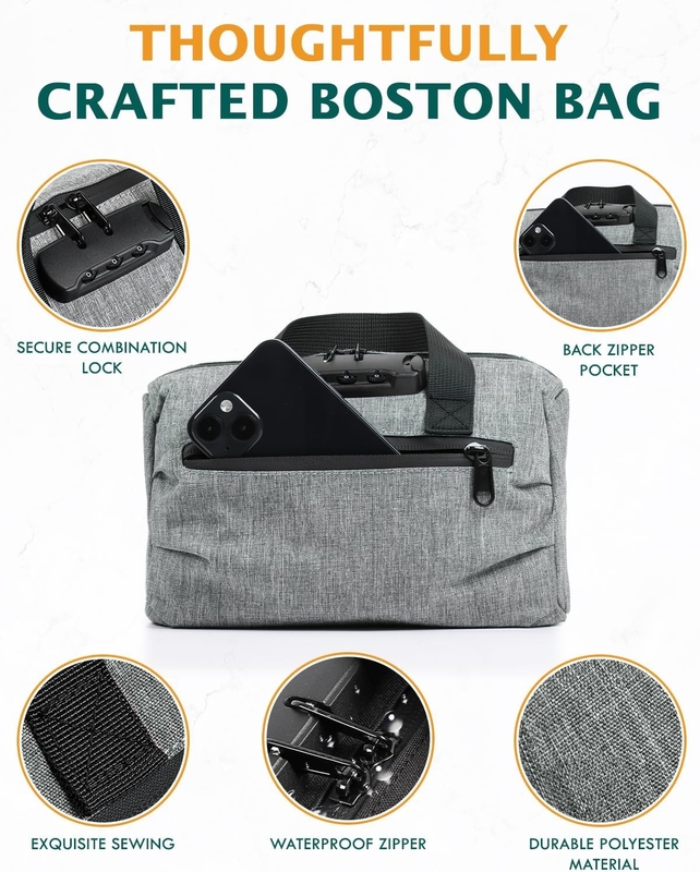 Great Gifts Carbon Lined Container Activated Charcoal Boston Custom Travel Smell Proof Bag with Combination Lock