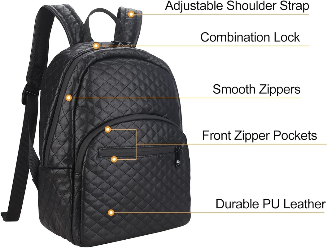 Large Capacity Black PU Waterproof Custom Travel Smell Proof Bag For Men with Lock