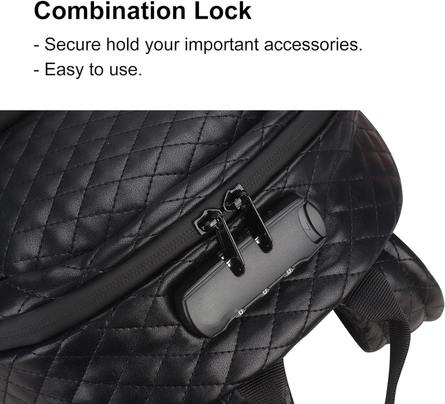 Large Capacity Black PU Waterproof Custom Travel Smell Proof Bag For Men with Lock