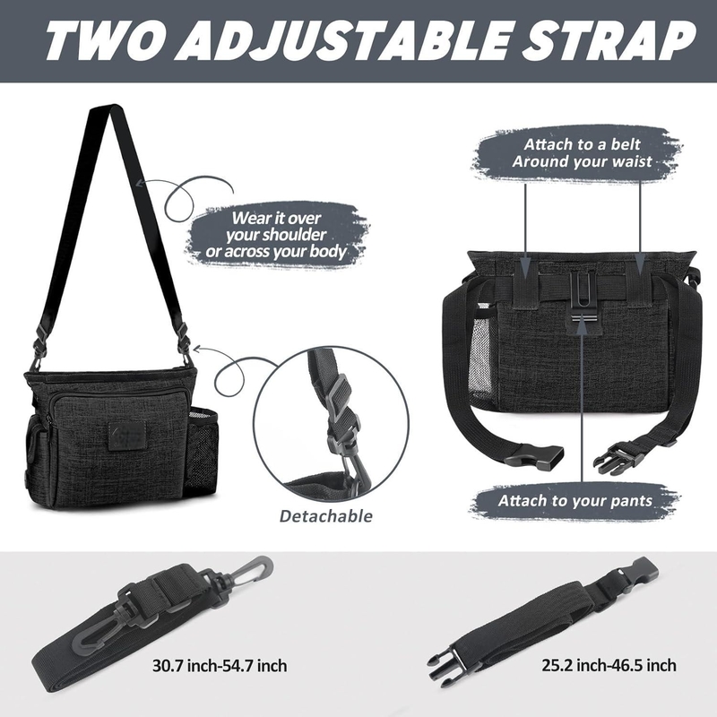 Portable Walking Fanny Pack Built-in Poop Custom with Multiple Pockets Adjustable Shoulder Strap