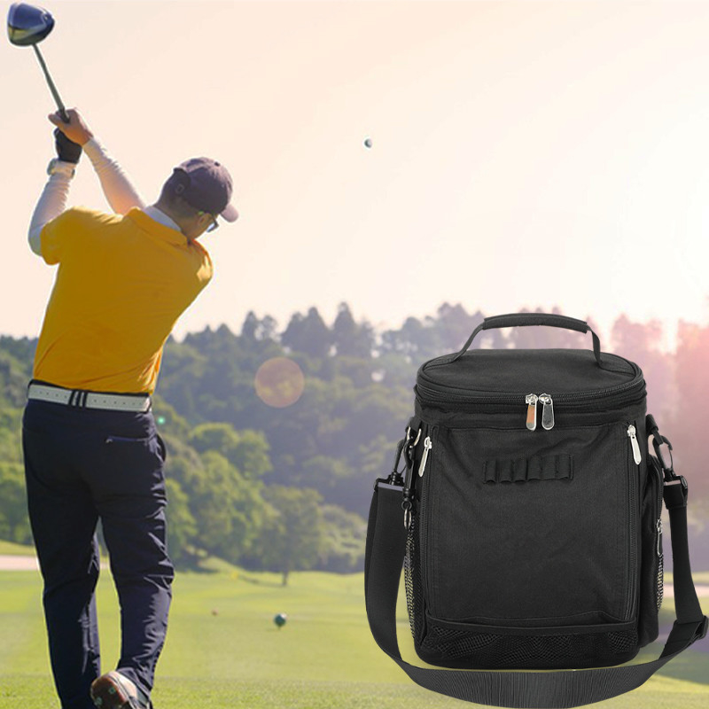 Black Large Capacity Unisex 10 Can Insulated Golf Custom Travel Cooler Bag with shoulder strap
