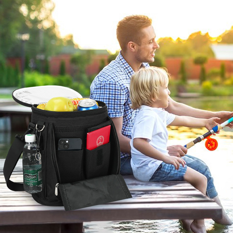 Black Large Capacity Unisex 10 Can Insulated Golf Custom Travel Cooler Bag with shoulder strap