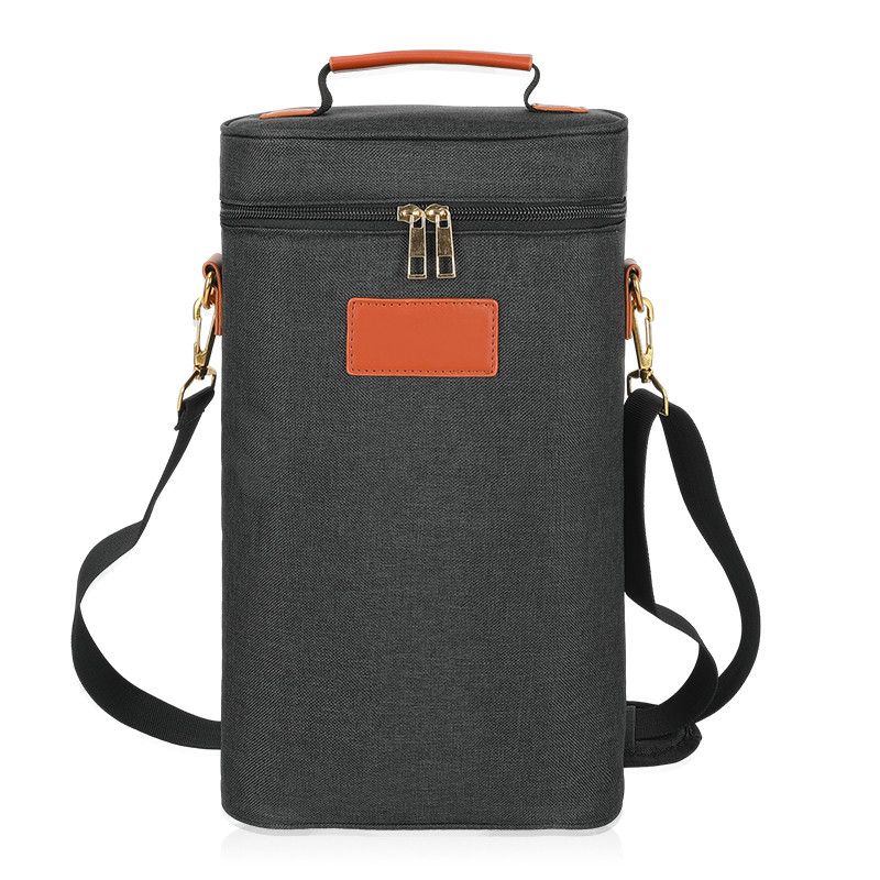 Leakproof  Insulated Padded 2 Bottle  Gift Tote Carrier Custom Travel Wine Bag with shoulder strap