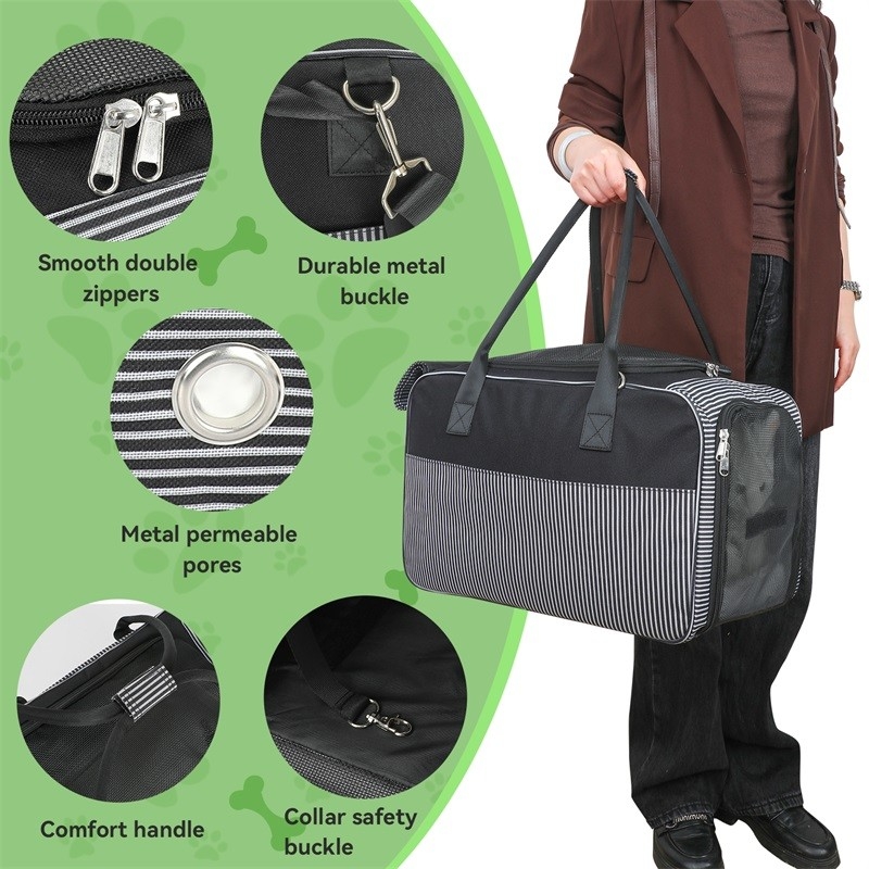 Airline Approved Breathable Mesh Portable Puppy Cat Dog Poop Bag Dispenser Custom Travel Pet Bag