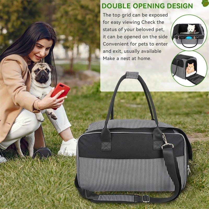 Airline Approved Breathable Mesh Portable Puppy Cat Dog Poop Bag Dispenser Custom Travel Pet Bag