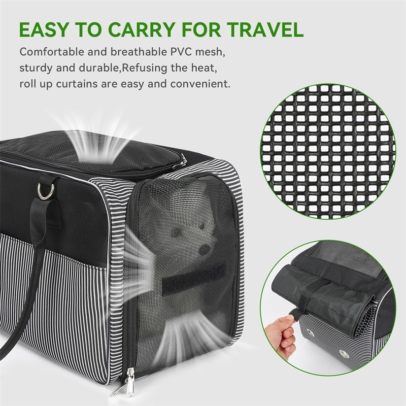 Airline Approved Breathable Mesh Portable Puppy Cat Dog Poop Bag Dispenser Custom Travel Pet Bag