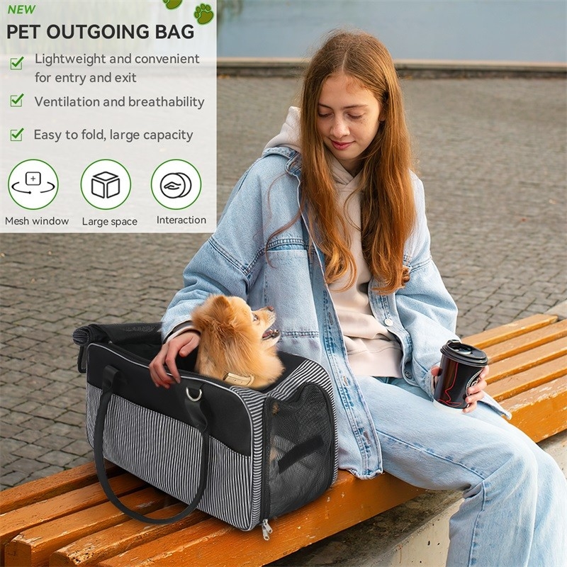 Airline Approved Breathable Mesh Portable Puppy Cat Dog Poop Bag Dispenser Custom Travel Pet Bag