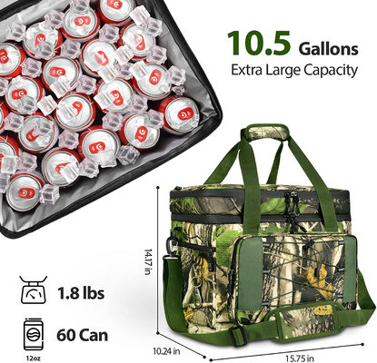 2 Double Layer Insulated Collapsible Lunch Bag 60 Can Large 15x10x14"