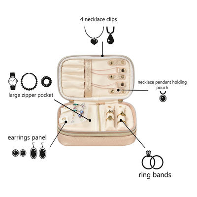 2 Layer Jewelry Storage Bag Pouches Organizer Pouch Earring Travel Case 7x2.4x3.9"
