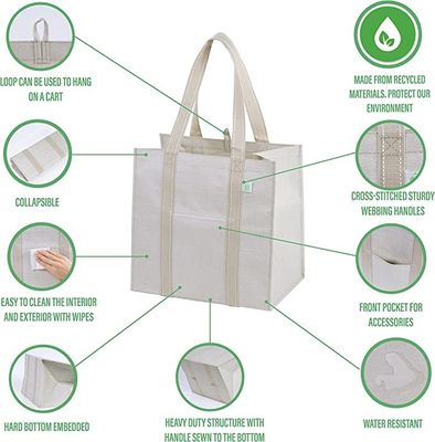 Heavy Duty Canvas Shopping Bag With Pockets Zip Codycross Grocery Eco Friendly