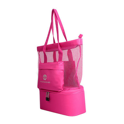 Large Insulated Beach Tote Cooler Bag Handbag For Cold Drinks Pink